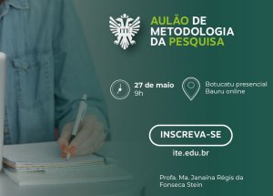 Neste s�bado tem 'aul�o' de metodologia da pesquisa