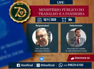 Live debater� o Minist�rio P�blico do Trabalho e a pandemia