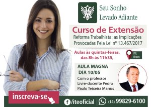 ITE oferece curso de extens�o sobre a Reforma Trabalhista