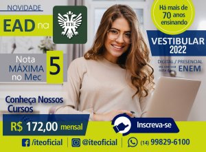 Vestibular da ITE oferece cursos EAD com nota 5 no MEC�