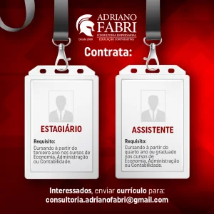Adriano Fabri Consultoria abre vagas para estagirio e assistente