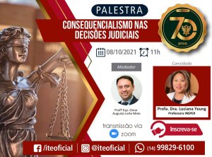 Nesta sexta, palestra detalhar� o consequencialismo nas decis�es judiciais