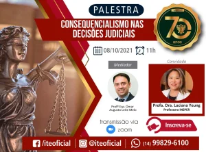 Nesta sexta, palestra detalhar o consequencialismo nas decises judiciais