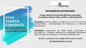 Confira a vaga de est�gio para estudantes de Ci�ncias Cont�beis, Ci�ncias Econ�micas e Administra��o