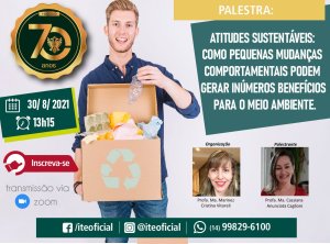 Atitudes sustent�veis ser�o tema de palestra�