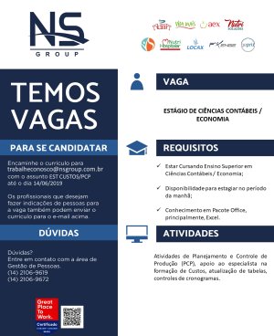 Empresa do ramo de alimenta��o coletiva oferece est�gio para alunos de Ci�ncias Cont�beis e Economia