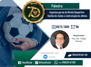 Direito Desportivo ser� tema de palestra