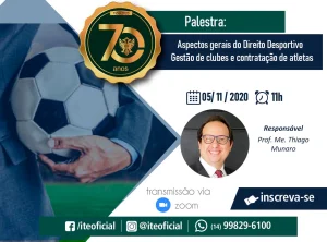 Direito Desportivo ser tema de palestra