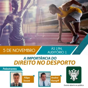 Palestra gratuita destaca a importncia do Direito no Desporto nesta tera-feira