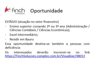 Est�gio para alunos de Administra��o, Ci�ncias Cont�beis e Ci�ncias Econ�micas