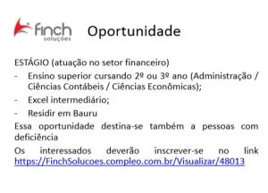 Estgio para alunos de Administrao, Cincias Contbeis e Cincias Econmicas