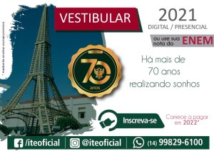 ITE abre inscri��es para Vestibular 2021 e oferece novos cursos