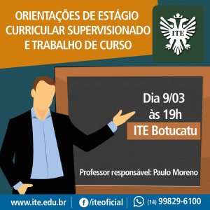 Aula especial orientar� sobre est�gio curricular supervisionado e trabalho de curso nesta segunda
