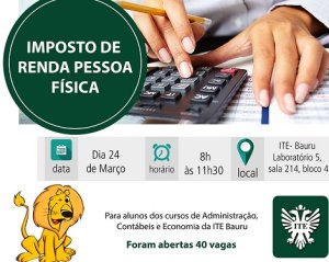 Semin�rio sobre IR acontece nos pr�ximos dias 24 de mar�o e 14 de abril