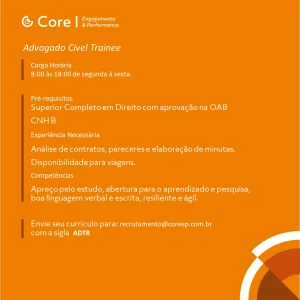 Vaga para advogado cvel trainee