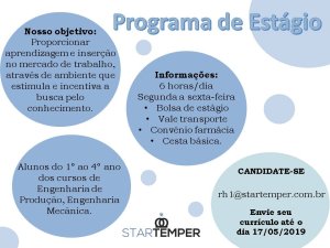 Est�gio para estudantes de Engenharia de Produ��o