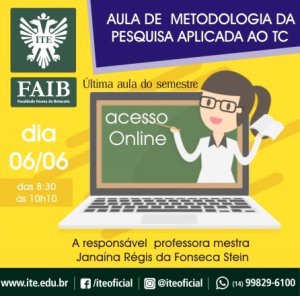 Neste s�bado acontece a �ltima aula de metodologia da pesquisa aplicada ao TC do semestre