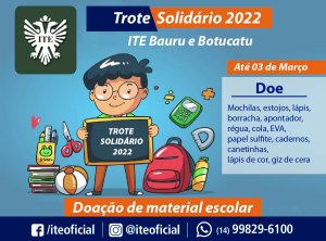 Trote solid�rio da ITE segue at� 8 de mar�o