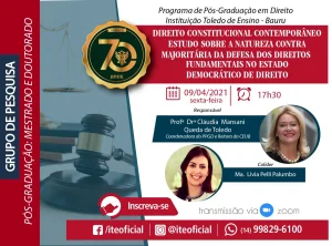 Nesta sexta tem reunio do grupo de pesquisa sobre Direito Constitucional Contemporneo