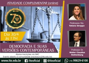 Palestra online debate a democracia e suas vers�es contempor�neas