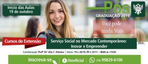 'Servi�o Social no Mercado Contempor�neo: Inovar e Empreender' tem novas datas