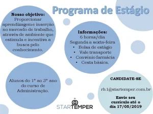 Oportunidade de estgio para alunos de ADM