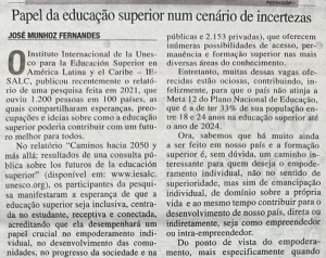 'Papel da educao superior num cenrio de incertezas'