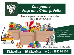 ITE arrecada brinquedos para projetos assistenciais at 30 de setembro &nbsp;