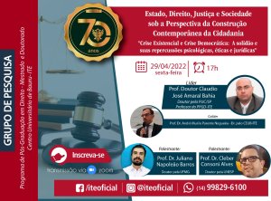 Nesta sexta tem palestra sobre as crises existencial e democr�tica
