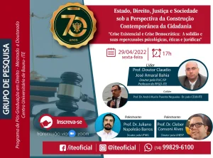 Nesta sexta tem palestra sobre as crises existencial e democrtica