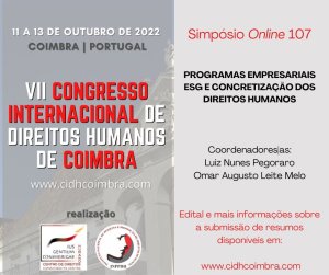 Submiss�o de artigos para 'VII Congresso de Direitos Humanos de Coimbra' segue at� 19 de junho