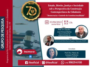 A democracia e o controle de constitucionalidade s�o temas de palestra desta sexta&nbsp;