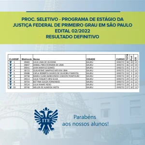 Programa de estgio da Justia Federal: aprovados so todos da ITE!