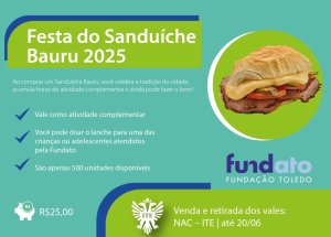 ITE e Fundato vendem Sandu�che Bauru at� 20 de junho