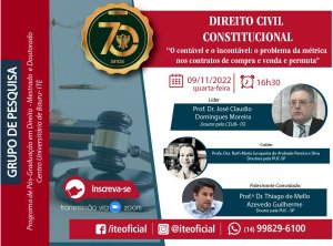Palestra detalhar� a m�trica nos contratos de compra e venda e permuta