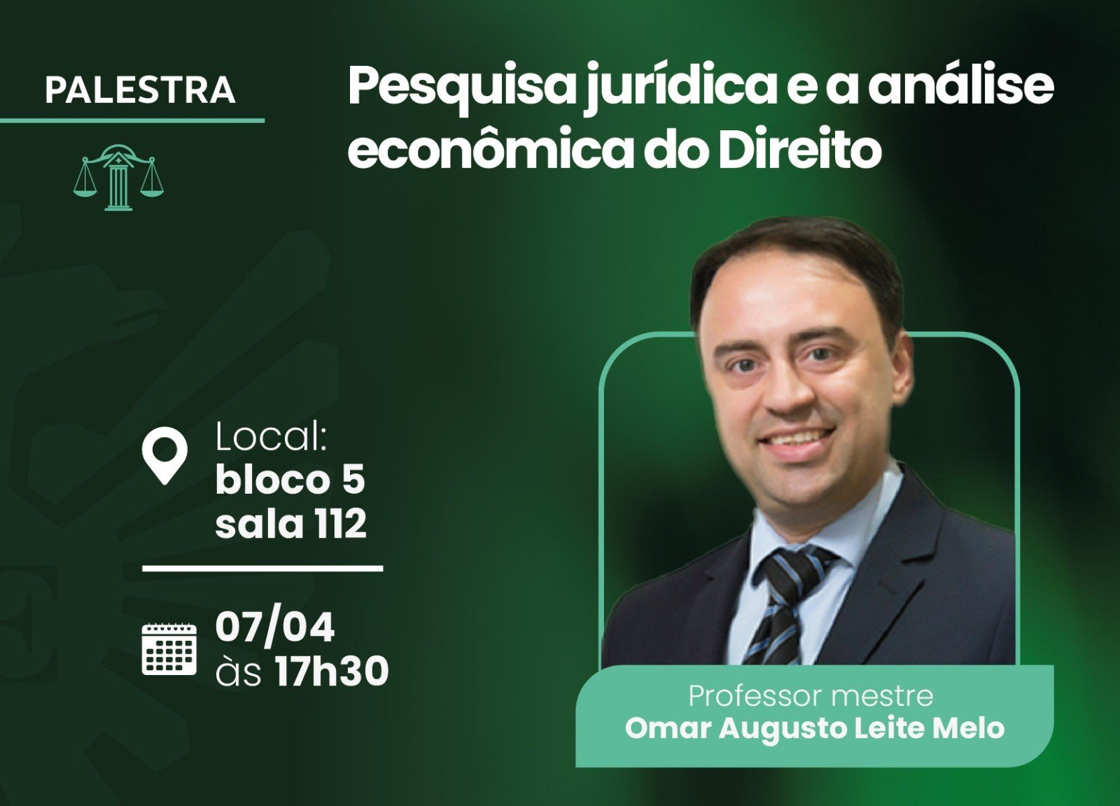 Palestra detalha a pesquisa jur�dica e a an�lise econ�mica do Direito