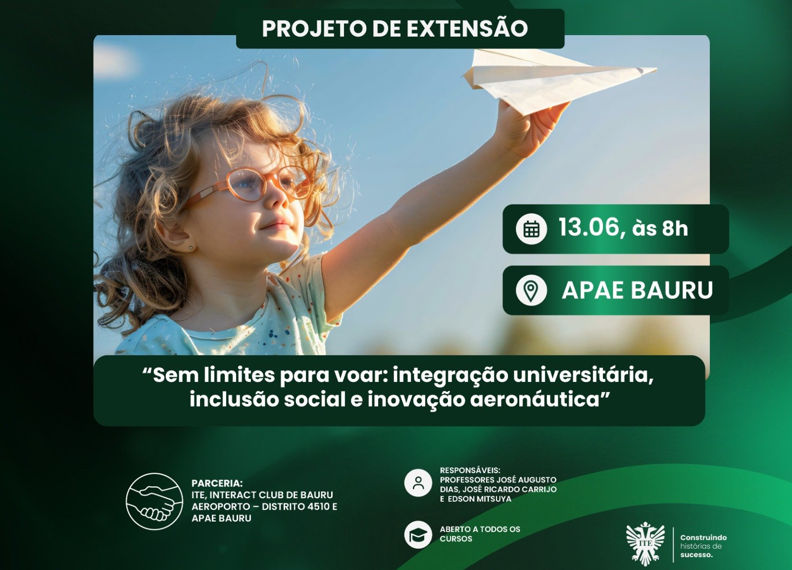 Extens�o: iteanos participam de campeonato de avi�es de papel na Apae
