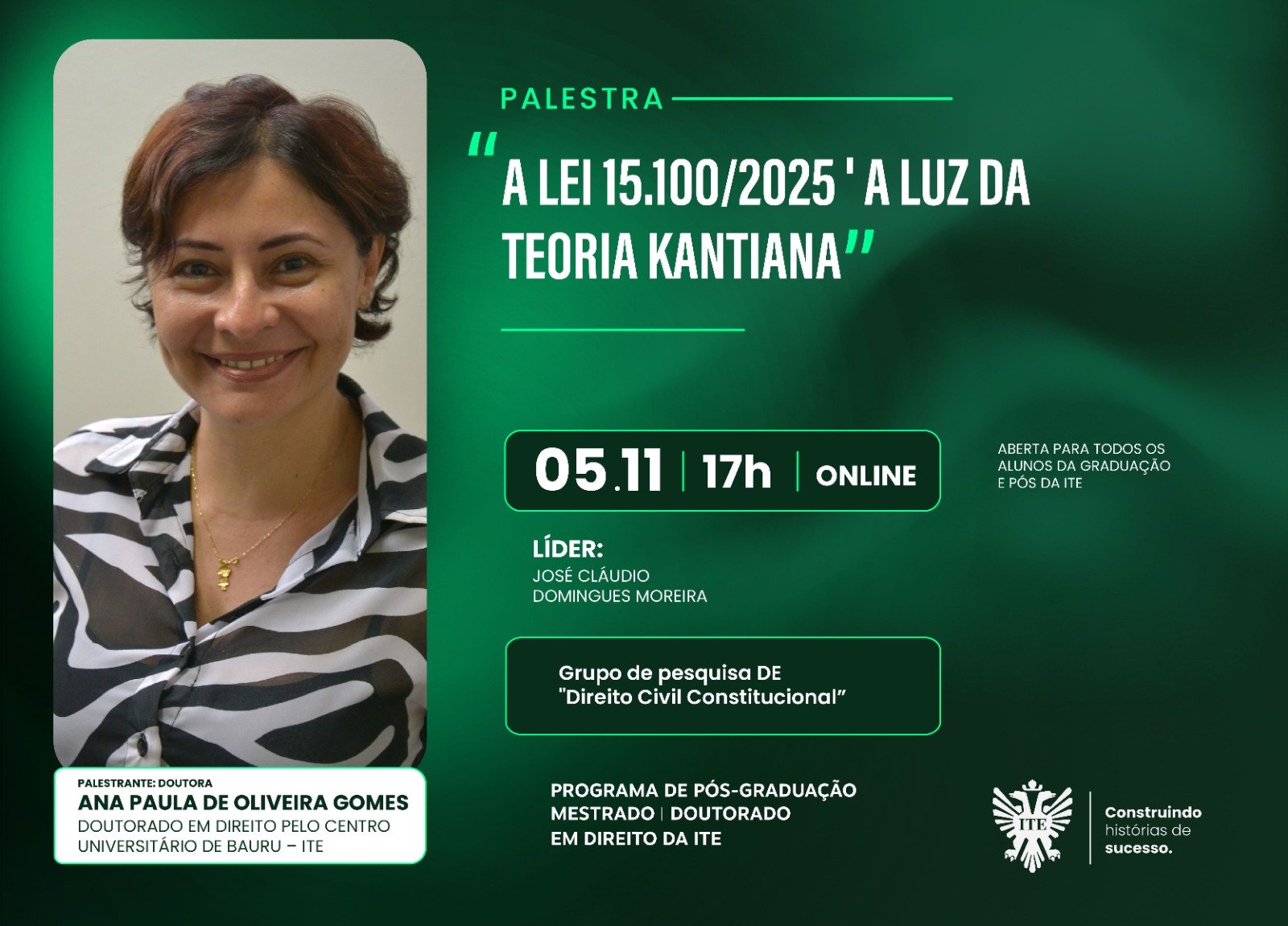 A Lei 15.100/2025 ser� foco de palestra no pr�ximo dia 5