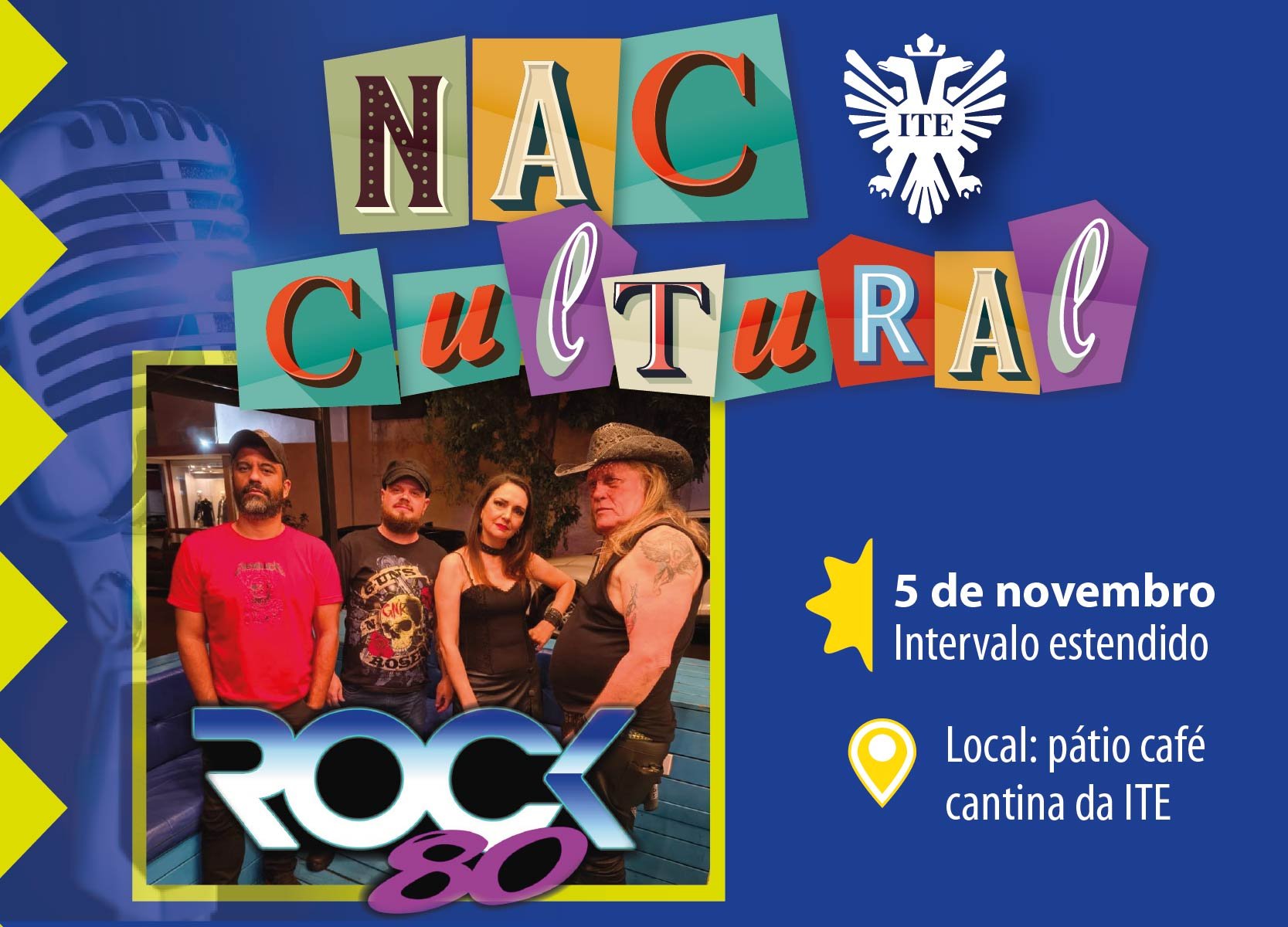 NAC Cultural traz a Banda  Rock 80 nesta quinta