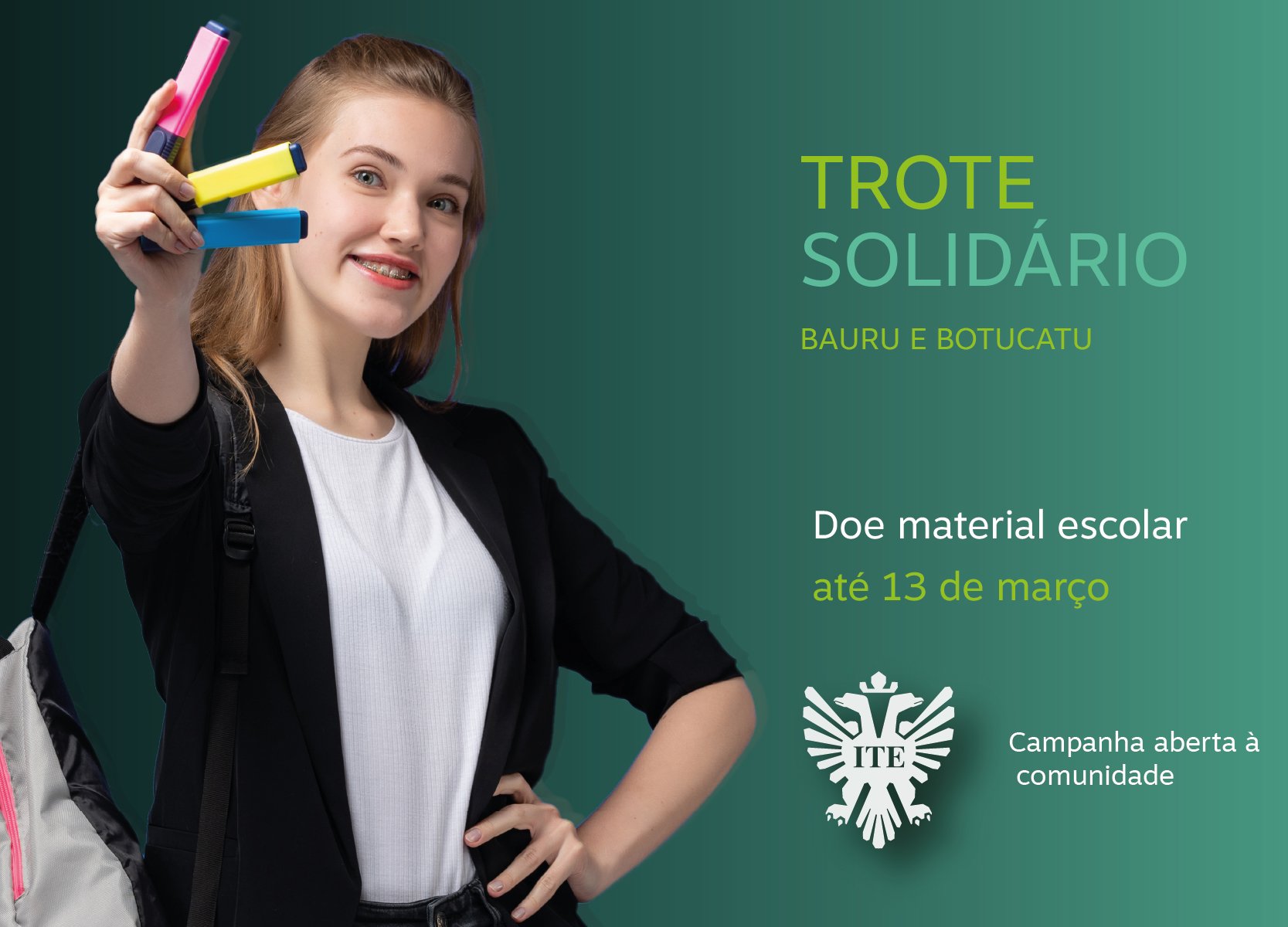 Trote solid�rio arrecada material escolar